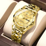 NEW POEDAGAR 615 Quartz Stainless Steel Watch For Men – golden
