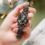 Orginal Women Analog Quartz Stainless Steel Luminous Date Two Tone Luxury Casual Wrist Watch full black