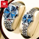 Olevs 9931 couple set luxury fashion stainless steel imported quartz movement wrist-watch for Men Women Copule watch