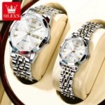 Olevs 9931 couple set luxury fashion stainless steel imported quartz movement wrist-watch for Men Women Copule watch