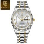 NEW POEDAGAR 615 Quartz Stainless Steel Watch For Men – white