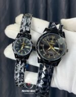 কাপল ঘড়ি Diamond Cutting Dail and Dual Calendar Watch Waterproof  full black